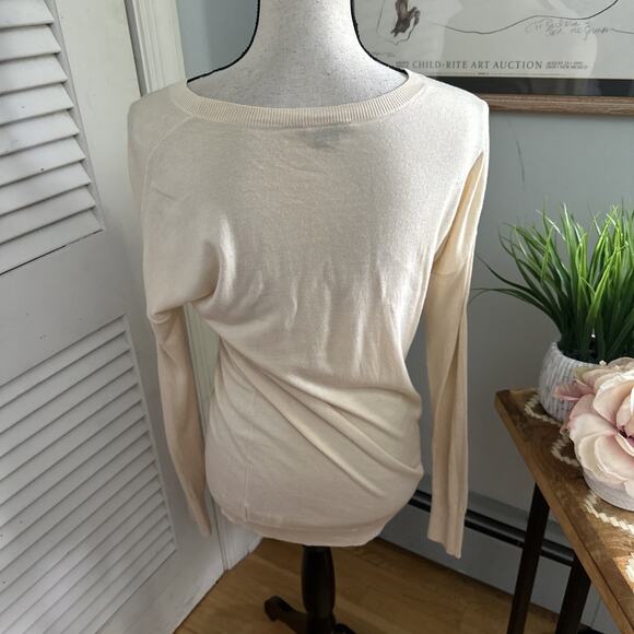 THEORY Womens Sweater Medium Beige Cream Wool Preen Tollie Long Sleeve Pocket - Picture 4 of 9